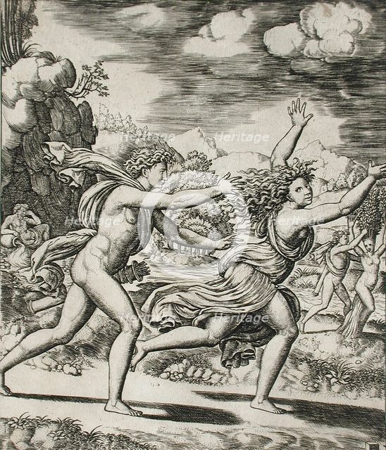 Apollo and Daphne, between 1530 and 1560. Creators: Master of the Die, Baldassare Peruzzi.