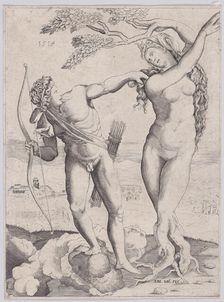 Apollo and Daphne, dated 1518. Creator: Agostino Veneziano