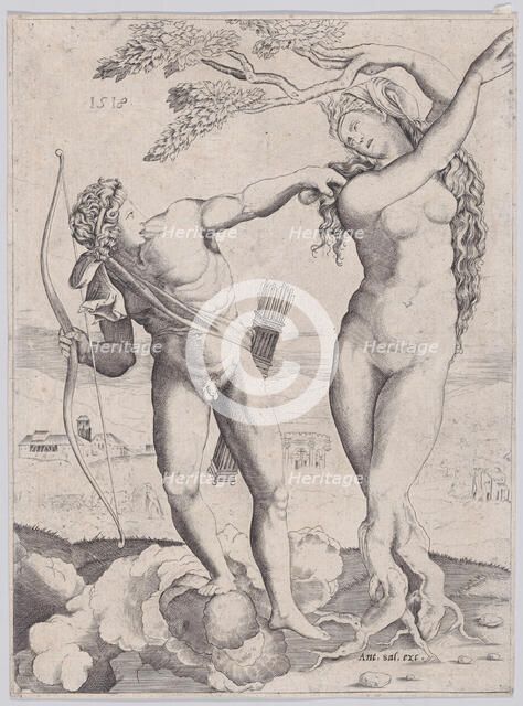 Apollo and Daphne, dated 1518. Creator: Agostino Veneziano.