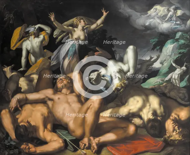 Apollo and Diana Punishing Niobe by Killing her Children, 1591. Creator: Abraham Bloemaert.