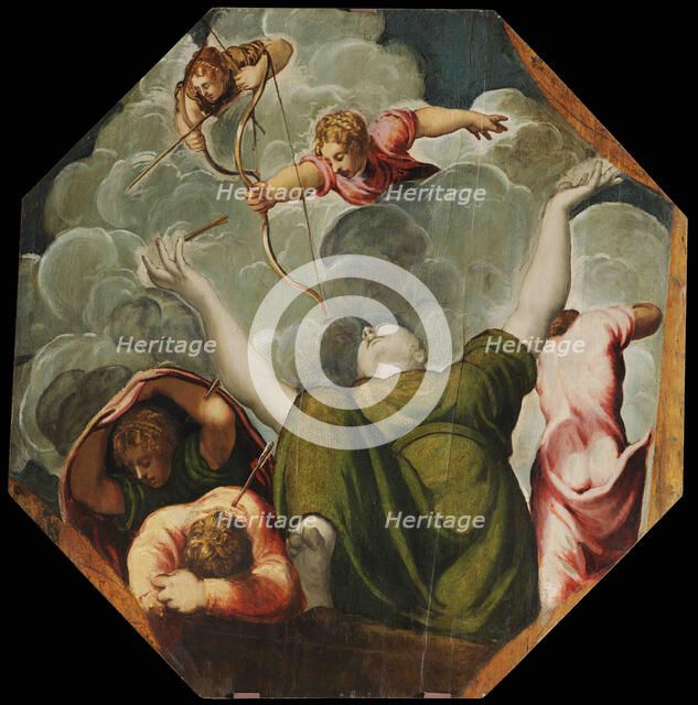 Apollo and Diana Punishing Niobe by Killing her Children, ca 1541. Creator: Tintoretto, Jacopo (1518-1594).