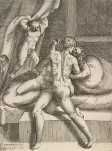 Apollo and Leucothea, from The Loves of the Gods ca. 1531-76. Creator: Giulio Bonasone