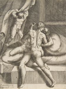 Apollo and Leucothea, from The Loves of the Gods ca. 1531-76. Creator: Giulio Bonasone