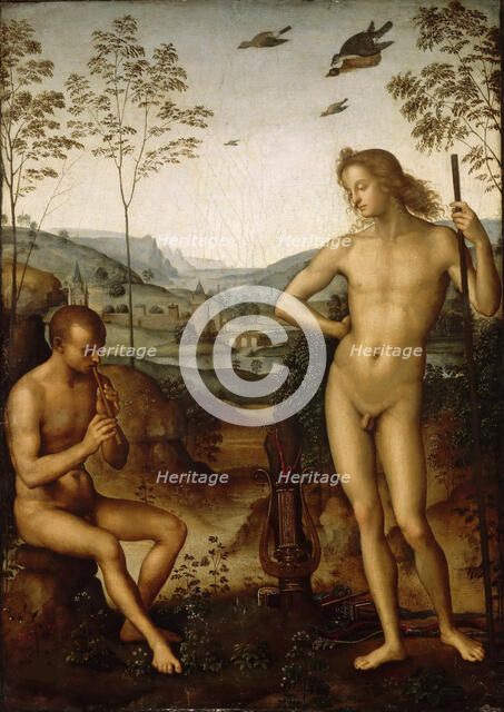 Apollo and Marsyas (Apollo and Daphnis), c. 1497. Creator: Perugino (ca. 1450-1523).