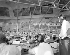 Apollo director Phillips monitors Apollo 11 pre-launch activities, Florida, USA, 1969. Creator: NASA
