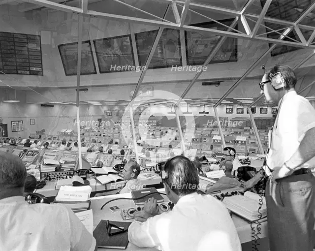 Apollo director Phillips monitors Apollo 11 pre-launch activities, Florida, USA, 1969.  Creator: NASA.