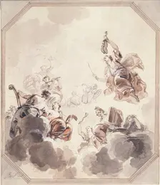 Apollo Enthroned with Minerva and the Muses, 1730. Creator: Jacob de Wit