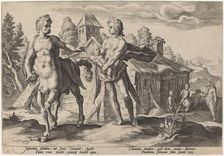 Apollo Entrusting Chiron with the Education of Asclepius, 1589. Creator: Goltzius, Workshop of Hendrick, after Hendrick Gol