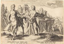Apollo Entrusting Chiron with the Education of Asclepius. Creator: Goltzius, Workshop of Hendrick, after Hendrick Gol