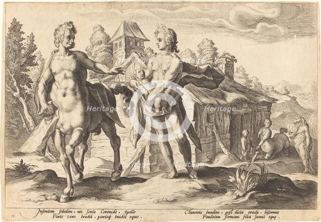Apollo Entrusting Chiron with the Education of Asclepius. Creator: Goltzius, Workshop of Hendrick, after Hendrick Gol.