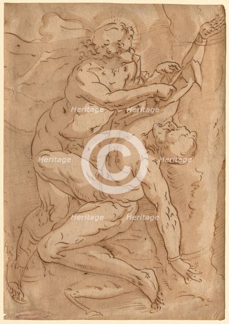 Apollo Flaying Marsyas (recto) Two Sketches of a Mother and Child (verso) , 16th century. Creator: Anonymous.