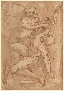 Apollo Flaying Marsyas (recto) Two Sketches of a Mother and Child (verso) , 16th century. Creator: Anonymous