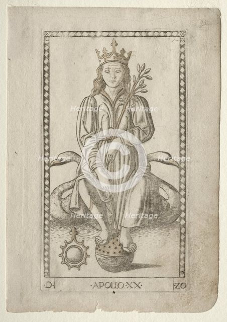 Apollo (from the Tarocchi, series D: Apollo and the Muses, #20), before 1467. Creator: Master of the E-Series Tarocchi (Italian, 15th century).