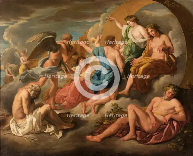 Apollo giving his chariot to Phaeton, after Poussin, between 1600 and 1699. Creator: Unknown.