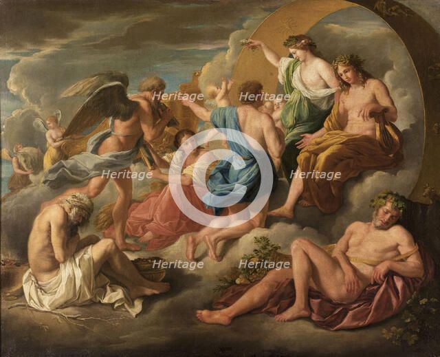 Apollo giving his chariot to Phaeton, after Poussin, between 1600 and 1699. Creator: Unknown.