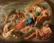 Apollo giving his chariot to Phaeton, after Poussin, between 1600 and 1699. Creator: Unknown
