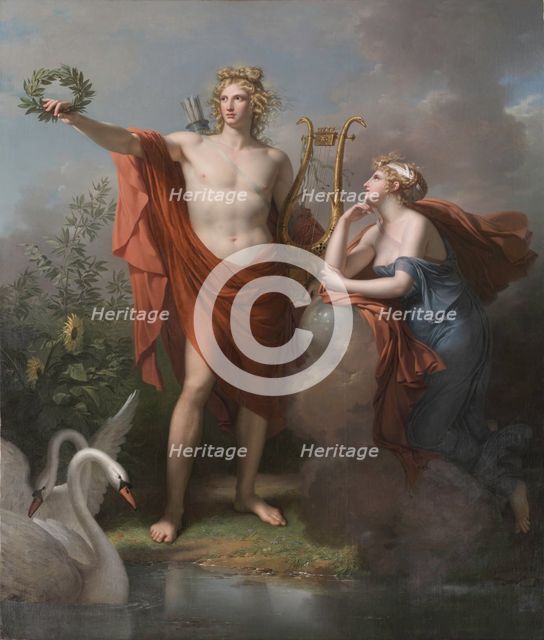 Apollo, God of Light, Eloquence, Poetry and the Fine Arts with Urania, Muse of Astronomy, 1798. Creator: Charles Meynier (French, 1768-1832).