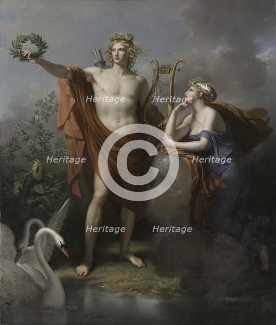 Apollo, God of Light, Eloquence, Poetry and the Fine Arts with Urania, Muse of Astronomy, 1798. Creator: Charles Meynier (French, 1768-1832).