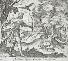 Apollo Killing Coronis, published 1606. Creators: Antonio Tempesta, Wilhelm Janson