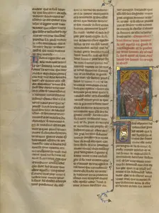 Apollo l'Aventureus Killing a Woman Disguised as a Messenger, about 1320-1340. Creator: Unknown