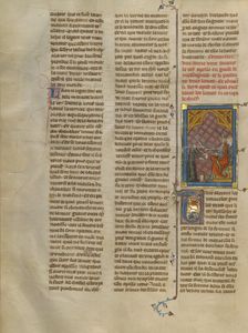 Apollo l'Aventureus Killing a Woman Disguised as a Messenger, about 1320-1340. Creator: Unknown