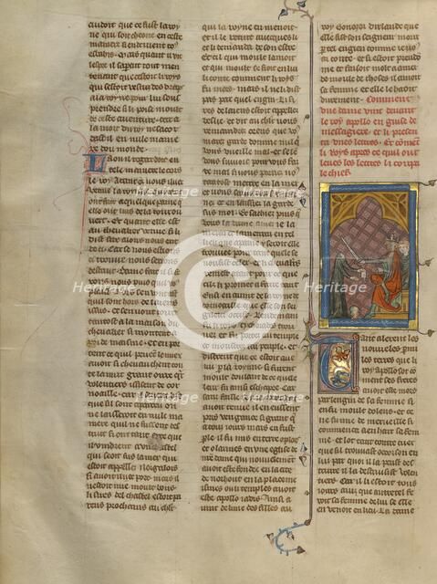 Apollo l'Aventureus Killing a Woman Disguised as a Messenger, about 1320-1340. Creator: Unknown.