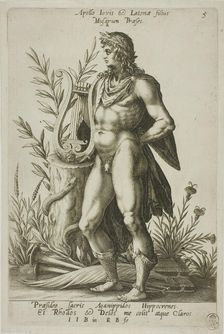 Apollo, plate 5 from Parnassus Biceps, 1601. Creator: Robert Boissard