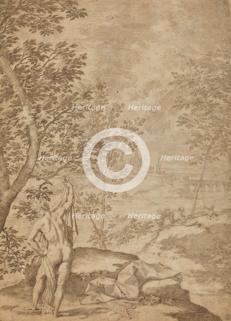 Apollo Standing in a River Landscape, 1720/1730. Creator: Donato Creti.