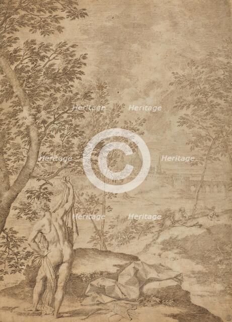 Apollo Standing in a River Landscape, 1720/1730. Creator: Donato Creti.