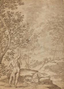 Apollo Standing in a River Landscape, 1720/1730. Creator: Donato Creti