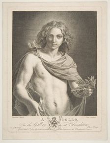 Apollo wearing a mantle and holding a laurel branch and violin, 1784. Creator: Victor Marie Picot