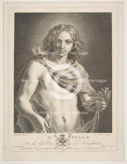 Apollo wearing a mantle and holding a laurel branch and violin, 1784. Creator: Victor Marie Picot.