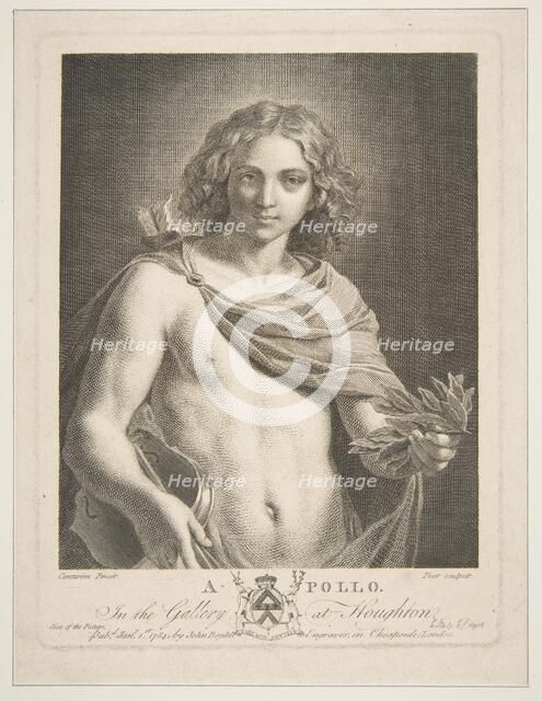 Apollo wearing a mantle and holding a laurel branch and violin, 1784. Creator: Victor Marie Picot.