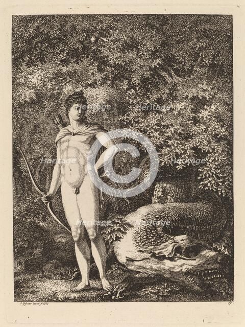 Apollo with a Bow and Dragon, 1771. Creator: Salomon Gessner.