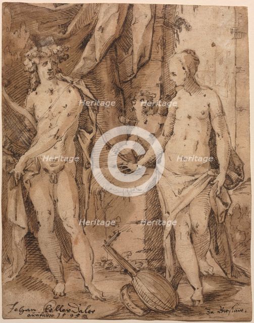 Apollo with Erato and Cupid, 1595. Creator: Johann Kellerthaler (German, c 1560/2-1611).