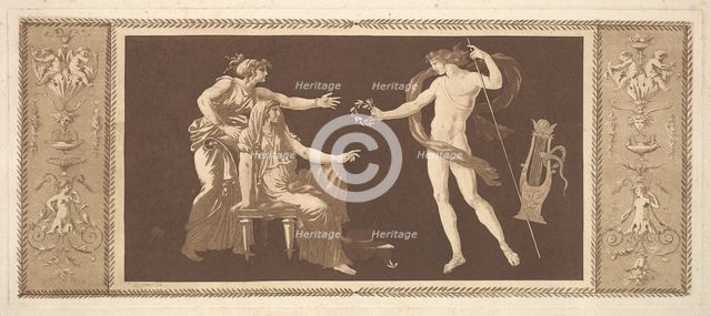 Apollon couronnant les arts (Apollo Crowining the Arts), from Recueil de Différentes Compo..., 1784. Creator: Jean Jacques Lagrenee.