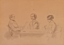 Apollon Ivanovich Sytin (1795-1862) with his wife Louise and her sister, 1854