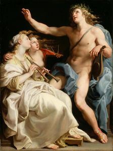 Apollon, la Musique et la Métrique (Apollon, Euterpe and Urania), ca 1741. Creator: Batoni, Pompeo Girolamo (1708-1787)