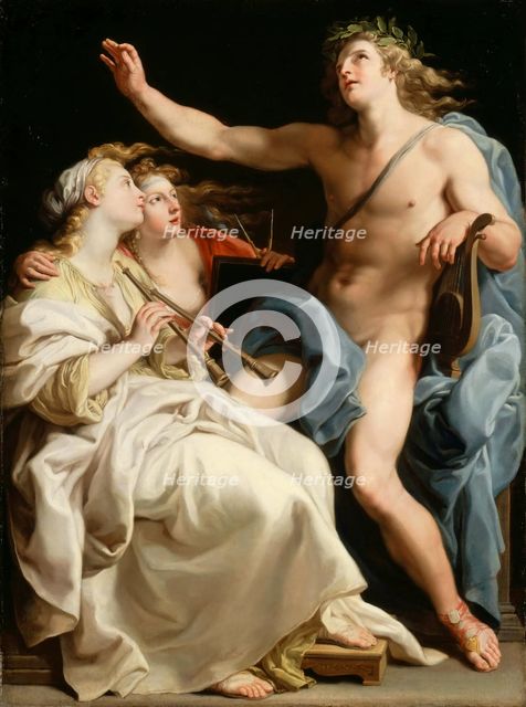 Apollon, la Musique et la Métrique (Apollon, Euterpe and Urania), ca 1741. Creator: Batoni, Pompeo Girolamo (1708-1787).