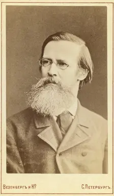 Apollon Nikolaevich Maikov, head-and-shoulders portrait, facing slightly..., between 1880 and 1886. Creator: Unknown