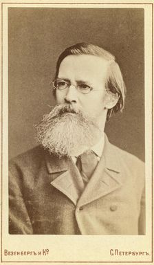 Apollon Nikolaevich Maikov, head-and-shoulders portrait, facing slightly..., between 1880 and 1886. Creator: Unknown