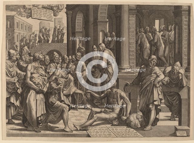 Apostles Peter and John Healing the Paralytic, 1553. Creator: Lambert Suavius.
