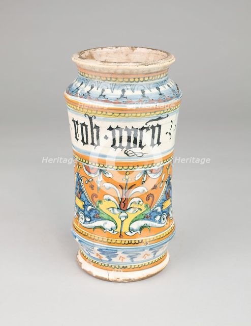 Apothecary Jar (Albarello), Siena, c. 1510/20. Creator: Unknown.