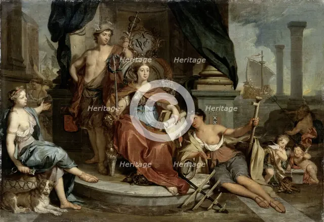 Apotheosis of the Dutch East India Company (Allegory of the Amsterdam Chamber..., 1702-1746. Creator: Nicolaas Verkolje.