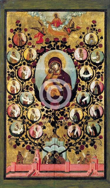 Apotheosis of the Virgin of Vladimir, 1668.  Creator: Ushakov, Simon (Pimen) Fyodorovich (1626-1686).