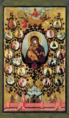 Apotheosis of the Virgin of Vladimir, 1668. Creator: Ushakov, Simon (Pimen) Fyodorovich (1626-1686)