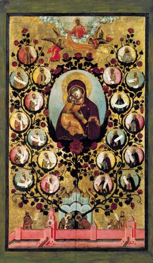 Apotheosis of the Virgin of Vladimir, 1668. Creator: Ushakov, Simon (Pimen) Fyodorovich (1626-1686)