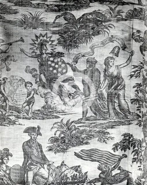 Apotheosis of Franklin (Furnishing Fabric), England, c.1785. Creator: Unknown.
