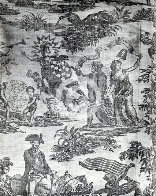 Apotheosis of Franklin (Furnishing Fabric), England, c.1785. Creator: Unknown.
