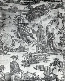 Apotheosis of Franklin (Furnishing Fabric), England, c.1785. Creator: Unknown
